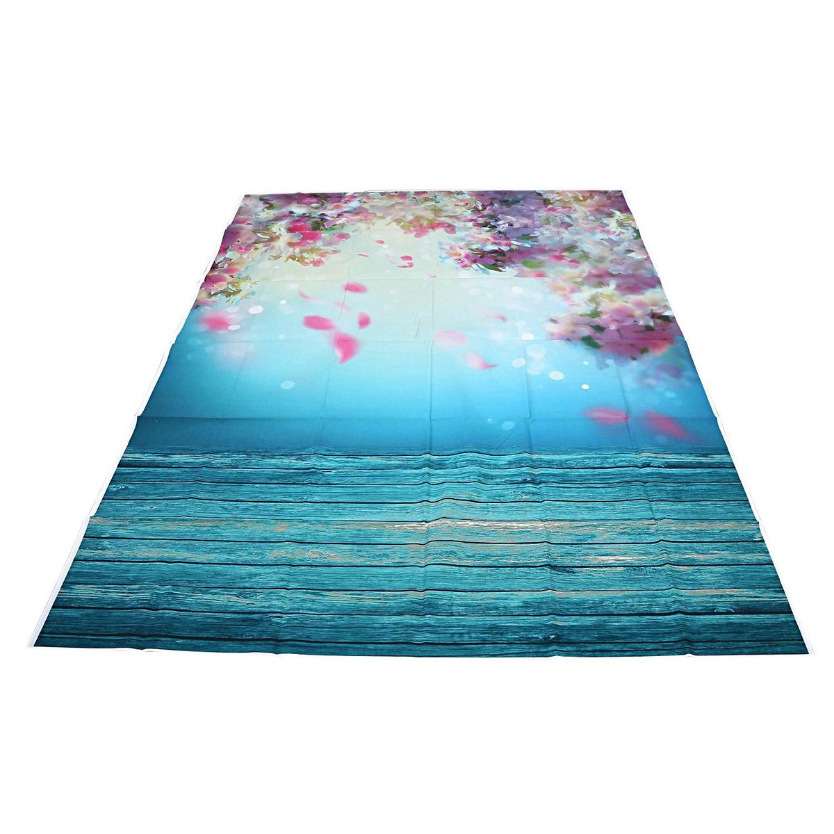 5x7FT Blue Theme Peach Blossom Petals Newborns Children Thin Vinyl Photography Backdrops Indoor Studio Computer-printed Seamless Background Photo Props