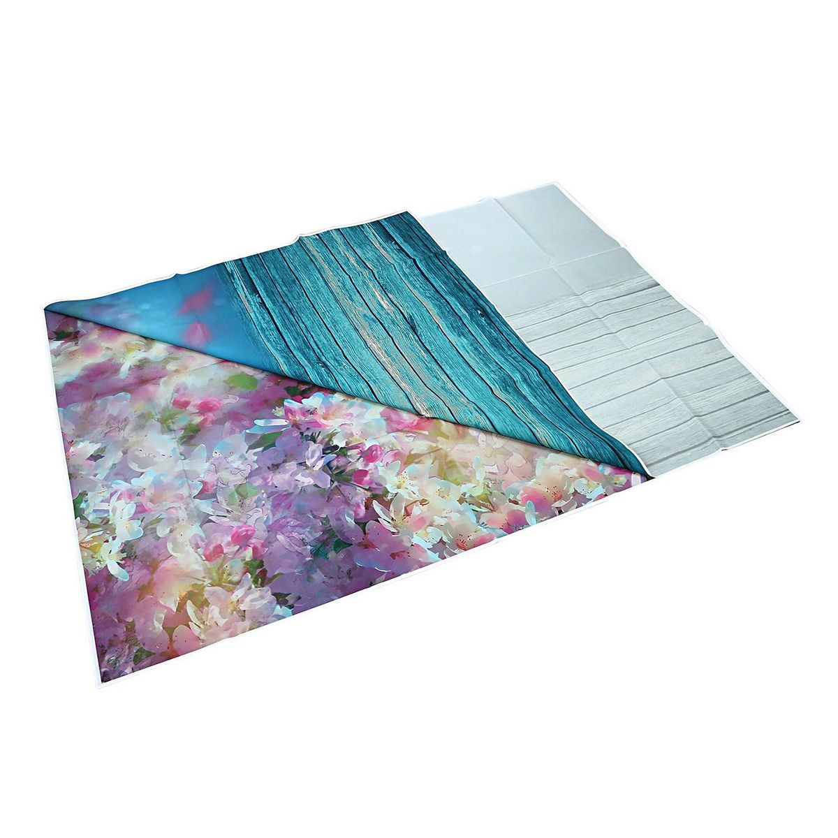 5x7FT Blue Theme Peach Blossom Petals Newborns Children Thin Vinyl Photography Backdrops Indoor Studio Computer-printed Seamless Background Photo Props