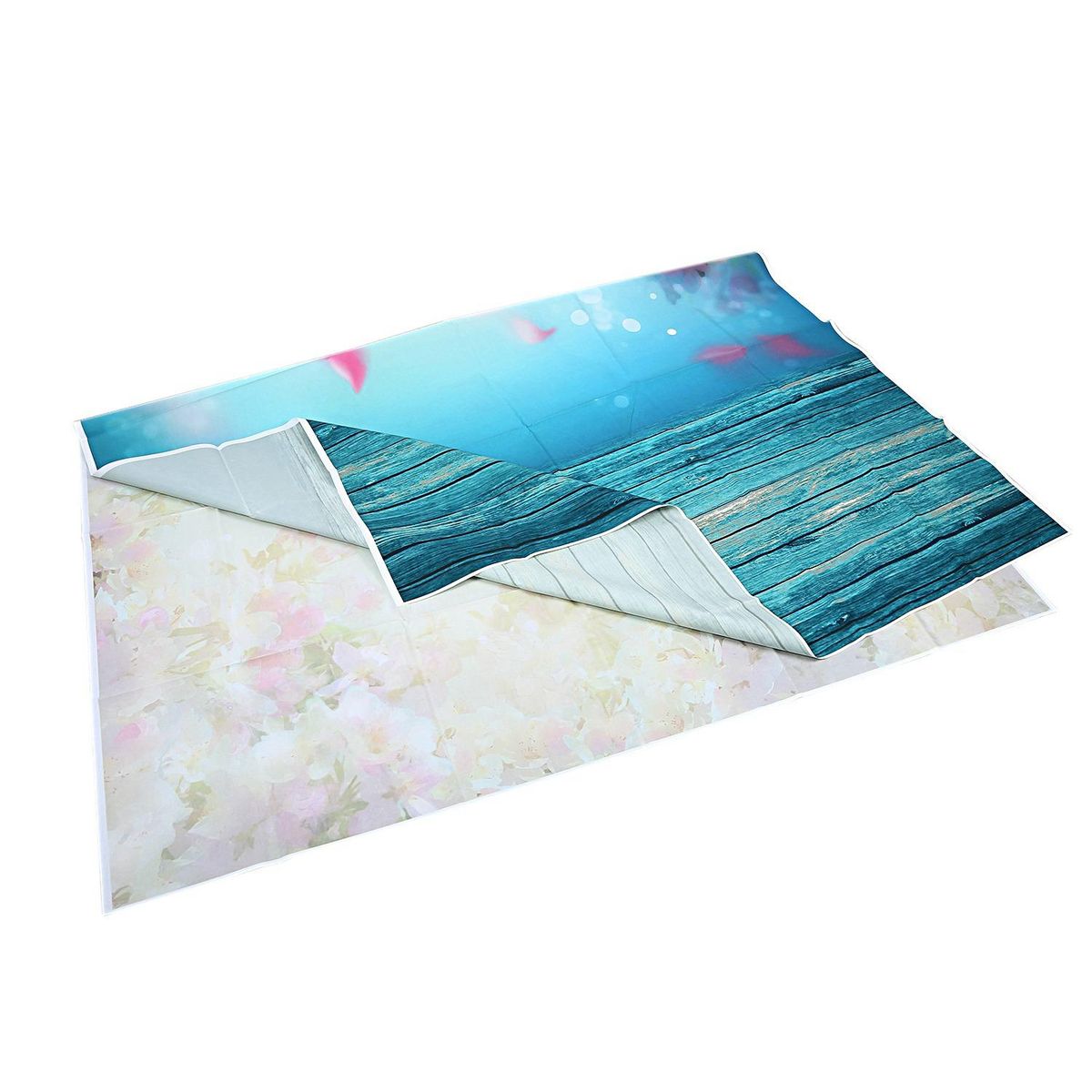 5x7FT Blue Theme Peach Blossom Petals Newborns Children Thin Vinyl Photography Backdrops Indoor Studio Computer-printed Seamless Background Photo Props