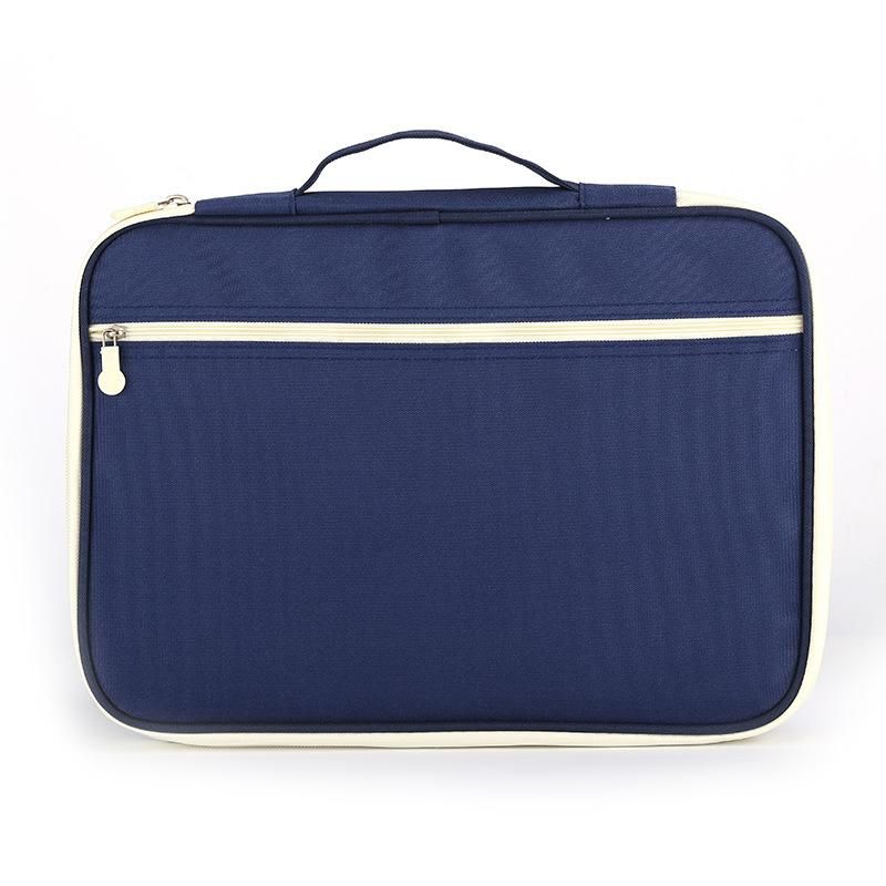 Spot multifunctional A4 file bag portable zipper men and women file bag casual portable meeting briefcase ipad bag black