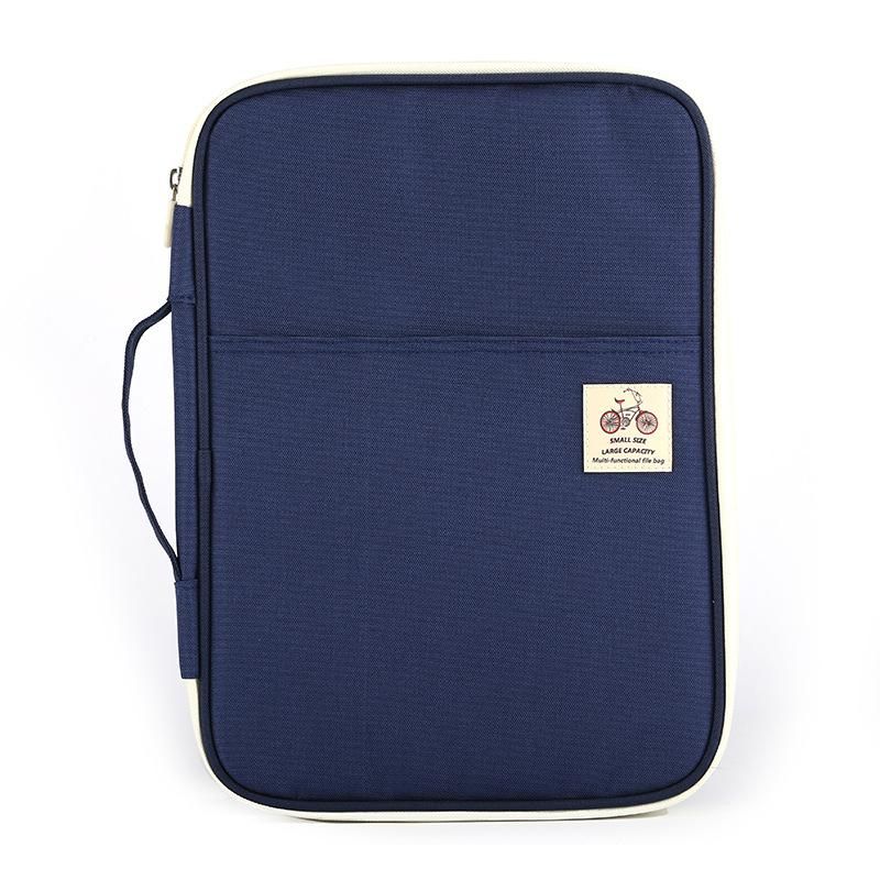 Spot multifunctional A4 file bag portable zipper men and women file bag casual portable meeting briefcase ipad bag black