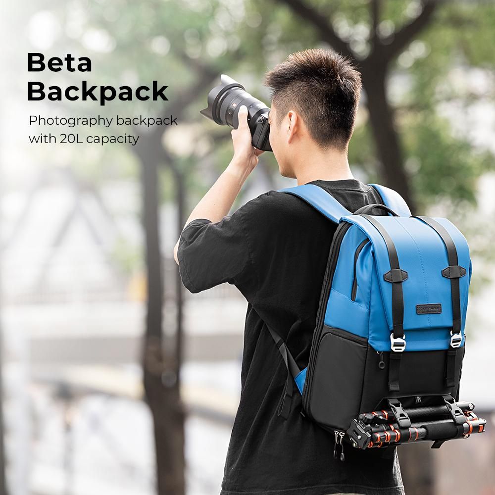 K&F CONCEPT Fashion Camera Backpack Waterproof Camera Bag 20L Large Capacity Camera Case with 15.6 Inch Laptop Compartment Tripod Holder Rain Cover for Women Men Photographers