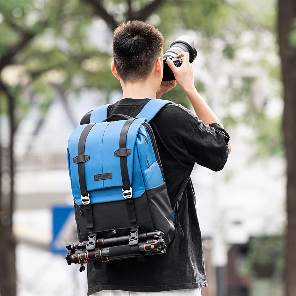 K&F CONCEPT Fashion Camera Backpack Waterproof Camera Bag 20L Large Capacity Camera Case with 15.6 Inch Laptop Compartment Tripod Holder Rain Cover for Women Men Photographers