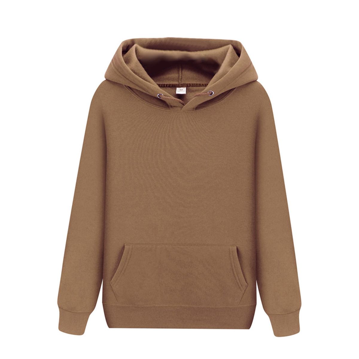 Basic Solid Color Sweatsuit Long Sleeve Loose Soft Pullover Brown S