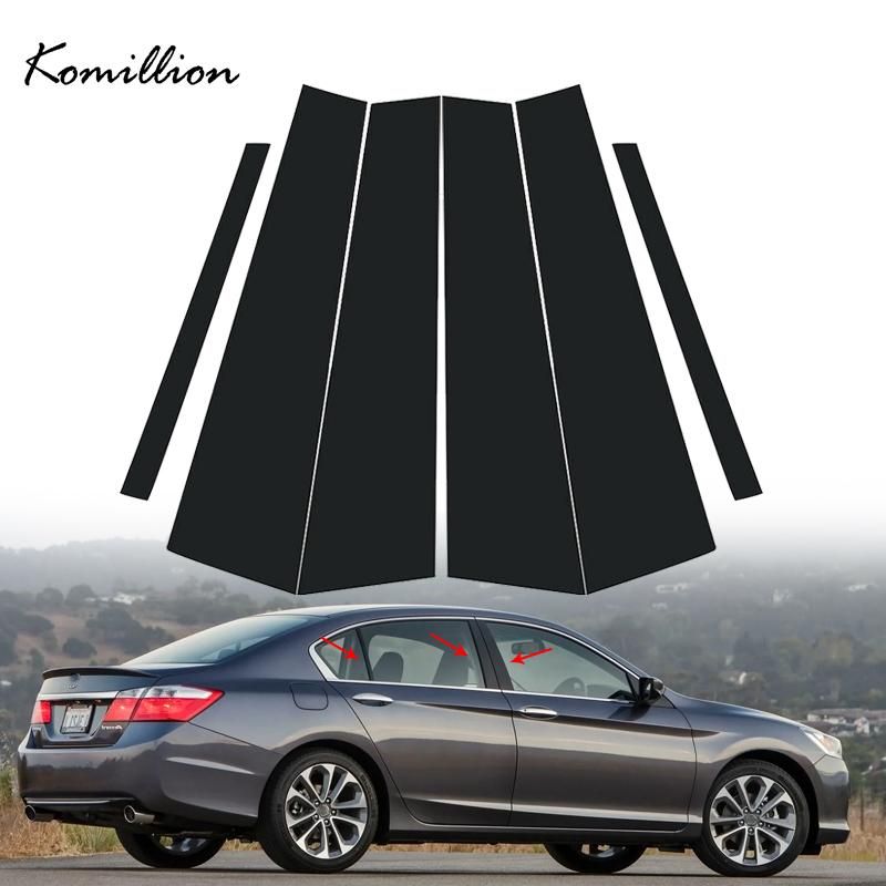 6Pcs Car Side Window Door Pillar Trim Posts Sticker Gloss BlaDecoration Cover for Honda Accord Sedan 2013 2014 2015 2016 2017
