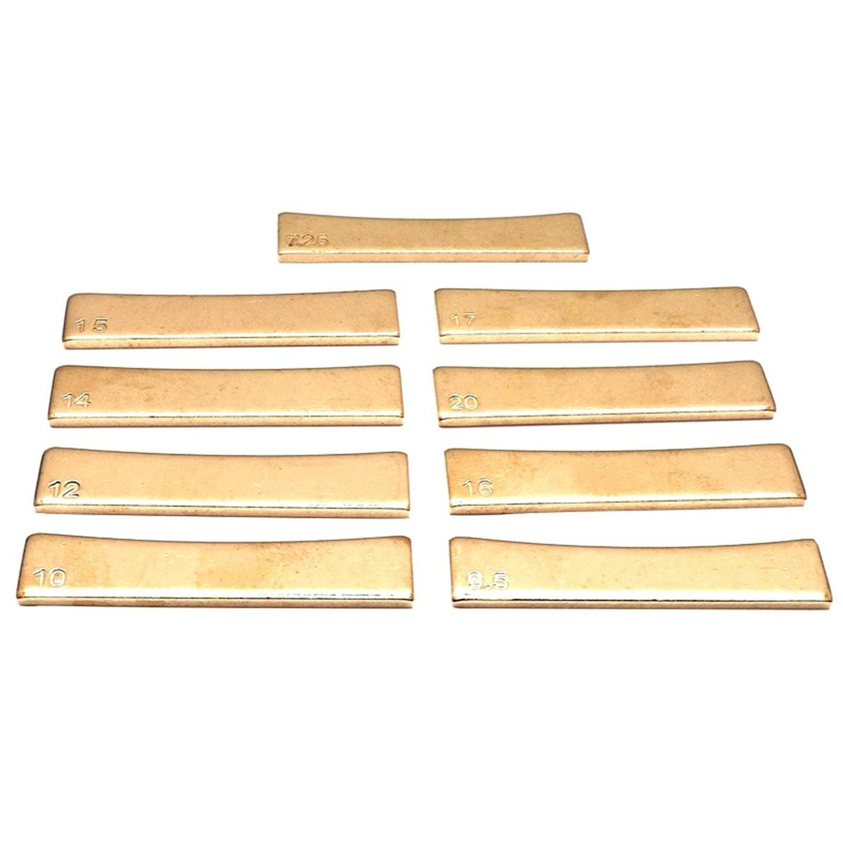 9Pcs Guitar Brass Radian Fret Inserts 7.25/9.5/10/12/14/15/16/17/20 Radius Fingerboard Fret Press Caul Insert for Acoustic/Electric Guitar Electric Bass