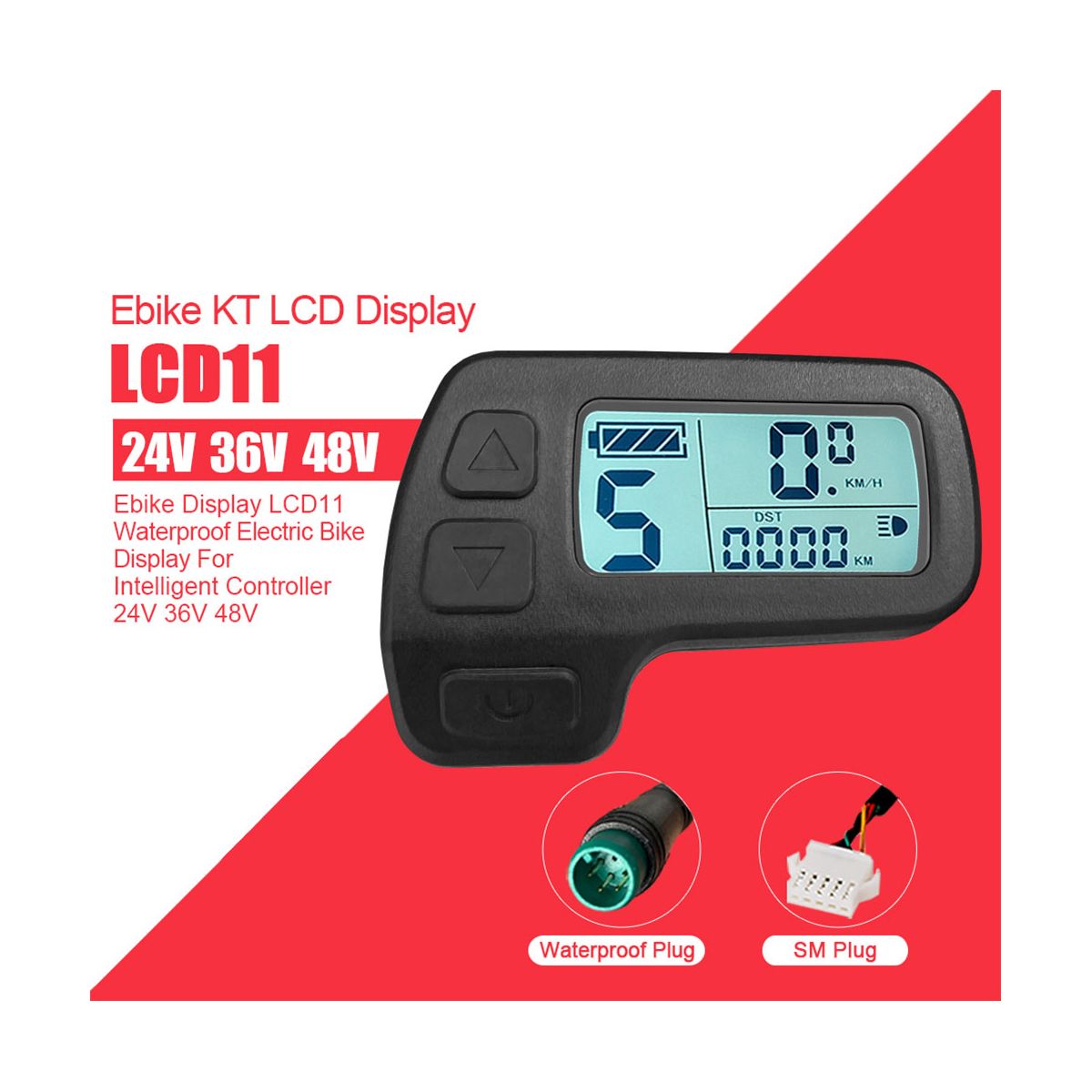 Ebike Display KT-LCD11 Mini Display 24V 36V 48V Waterproof Plug Electric Bike Display for Kunteng Controller Ebike Panel