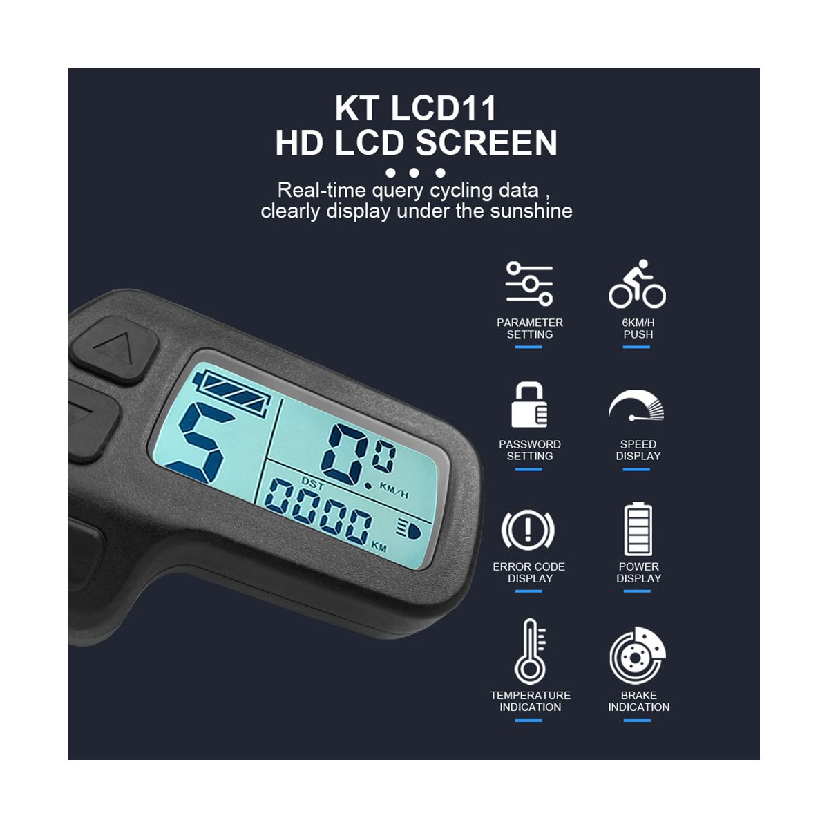 Ebike Display KT-LCD11 Mini Display 24V 36V 48V Waterproof Plug Electric Bike Display for Kunteng Controller Ebike Panel