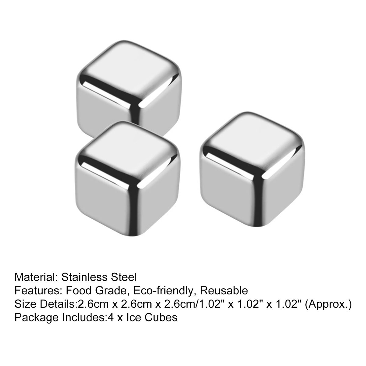 4Pcs Whiskey Cooler Metal Ice Cubes Beverage Beer Whiskey Rocks 4pcs