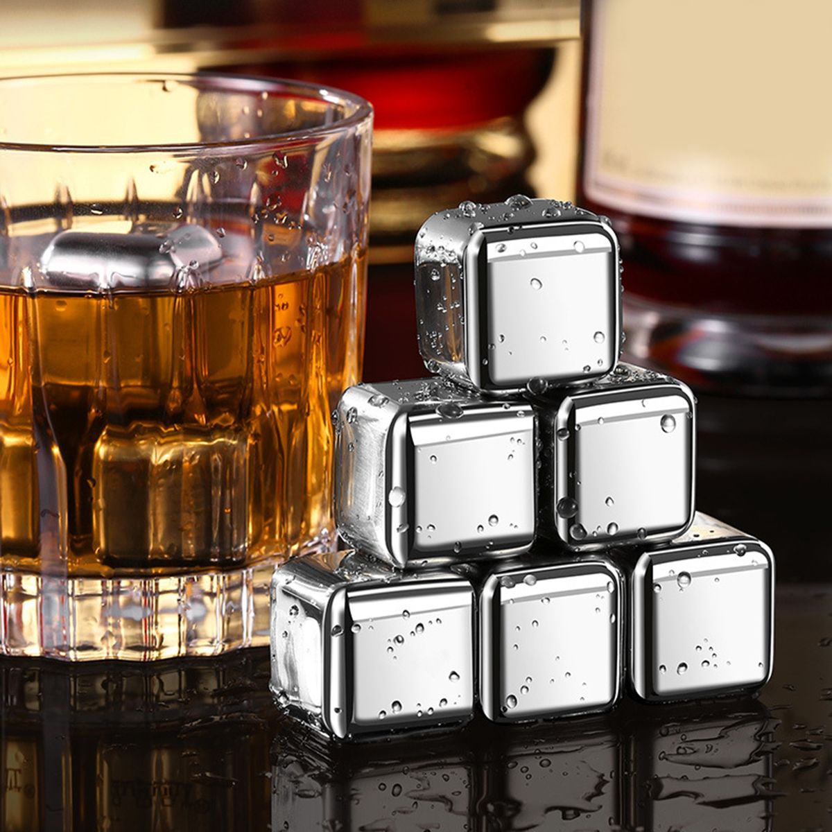 4Pcs Whiskey Cooler Metal Ice Cubes Beverage Beer Whiskey Rocks 4pcs