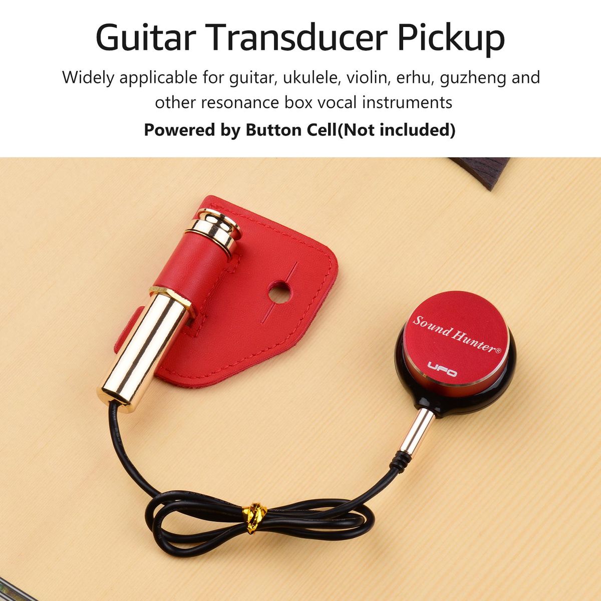 Sound Hunter Guitar Transducer Pickup Piezo Pickup for Acoustic Guitar Ukulele Violin Viola Erhu Instrument Accessory Replacement