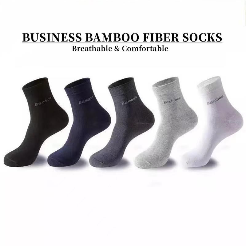 5 pairs/lot new men's socks natural bamboo fiber socks casual business antibacterial breathable mid tube socks men's fastshipping