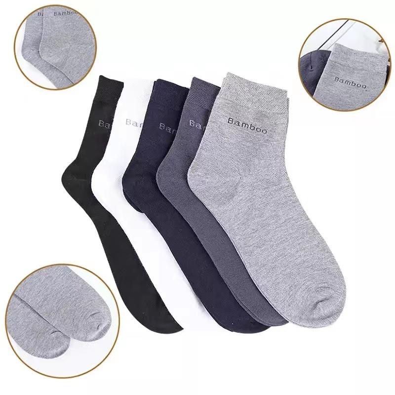 5 pairs/lot new men's socks natural bamboo fiber socks casual business antibacterial breathable mid tube socks men's fastshipping