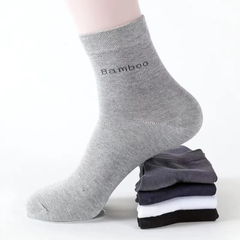 5 pairs/lot new men's socks natural bamboo fiber socks casual business antibacterial breathable mid tube socks men's fastshipping