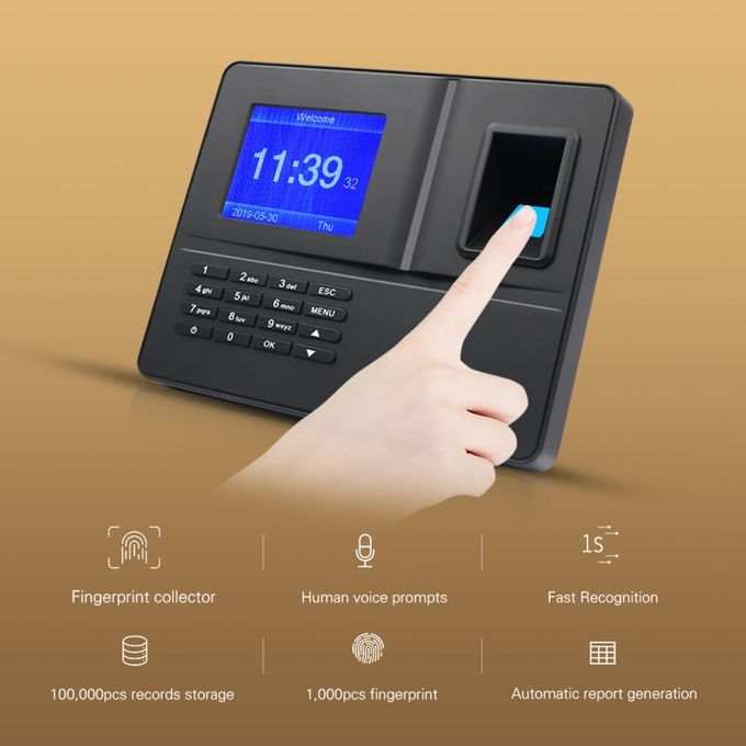 Intelligent Biometric Fingerprint Time Attendance Machine With 3.2In TFT Display Screen