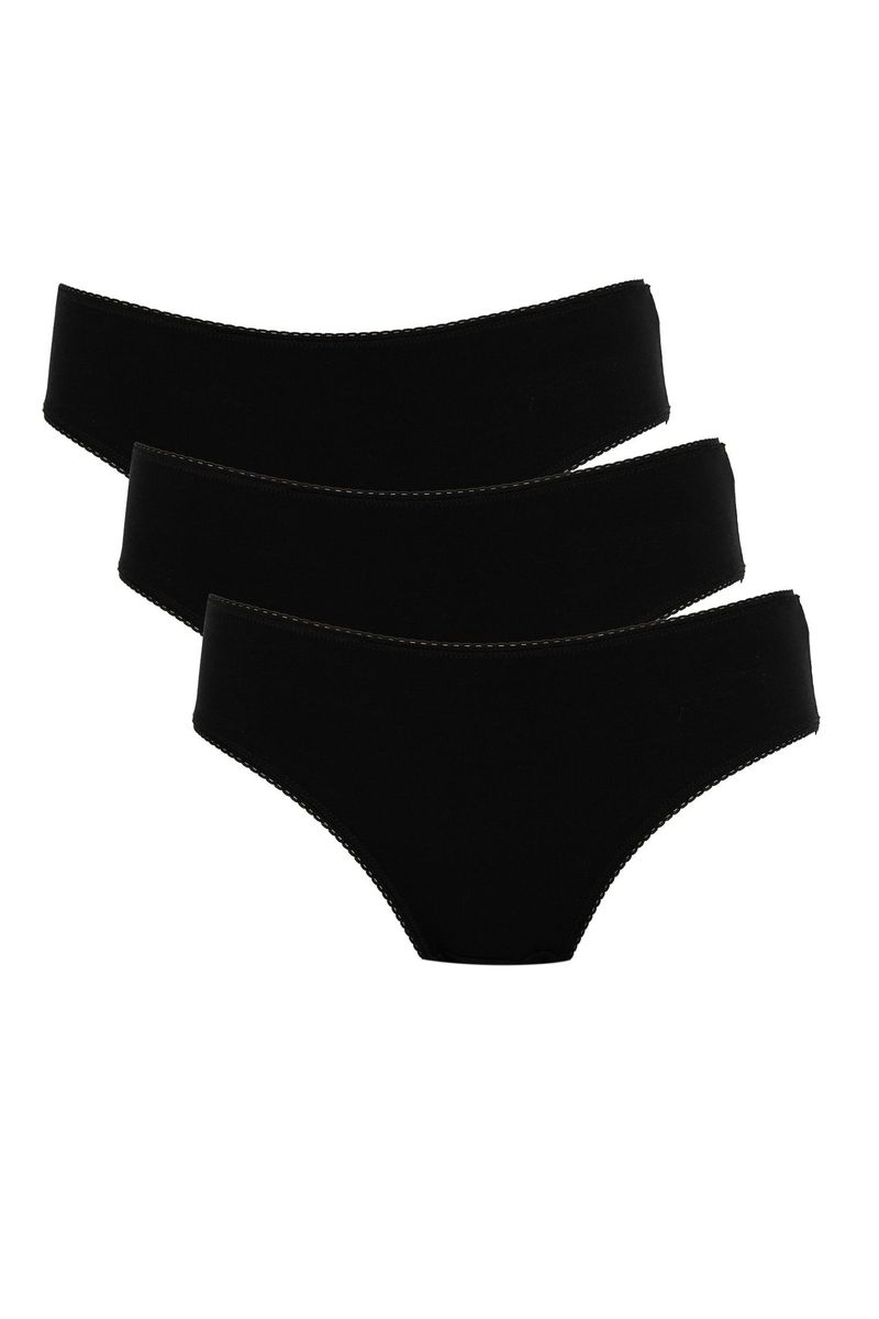 3 Piece Woman Casual Brief Package Slip - Black
