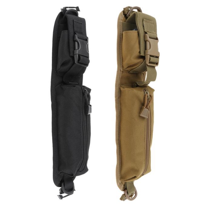 2 Pockets Molle Compact Pouch Shoulder Strap Utility Bag Keys Brown