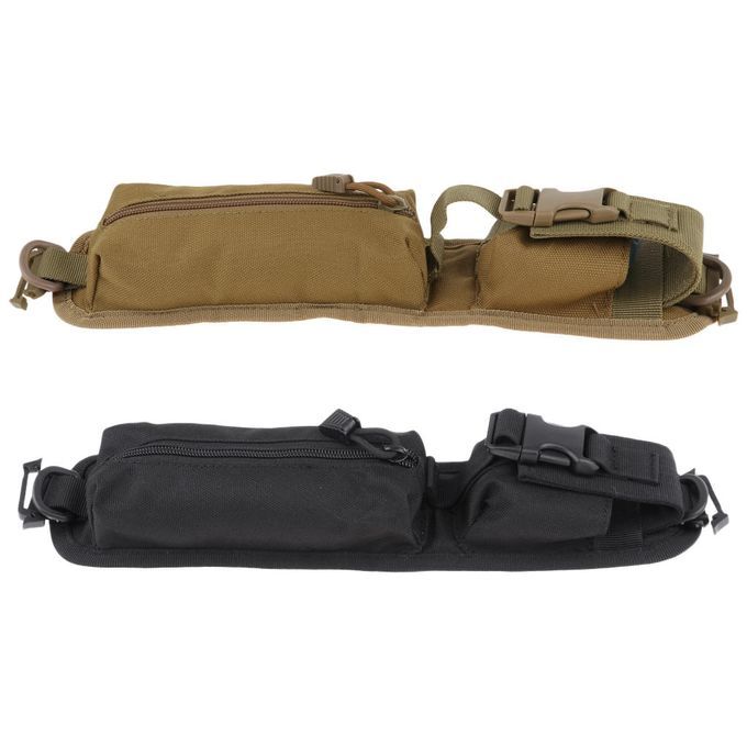 2 Pockets Molle Compact Pouch Shoulder Strap Utility Bag Keys Brown