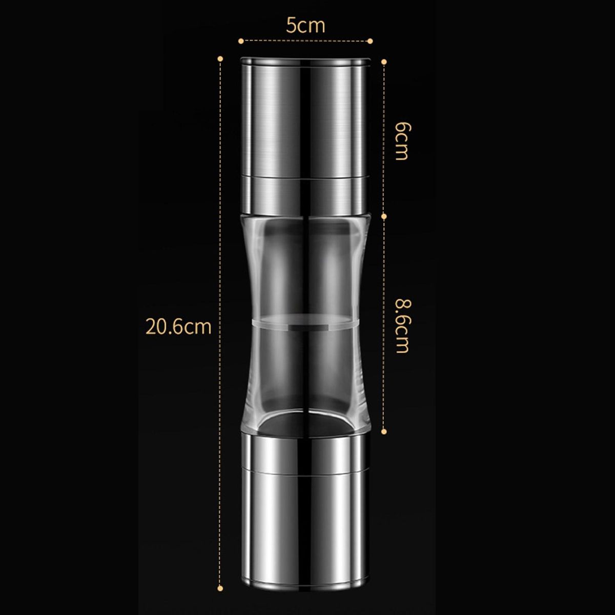 2-in-1 Stainless Steel Salt Pepper Grinder Set Adjustable Coarseness