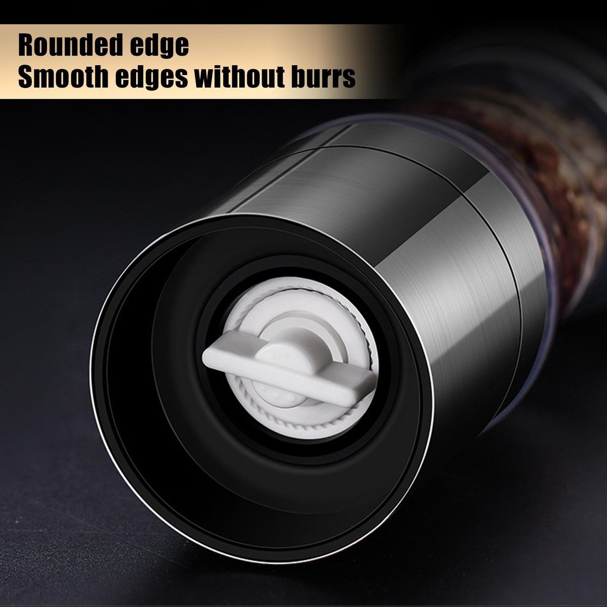 2-in-1 Stainless Steel Salt Pepper Grinder Set Adjustable Coarseness
