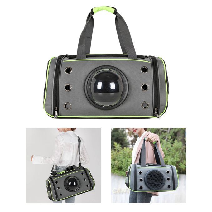 Collapsible Cat Carrier Backpack Travel Cycling Grey Green Small