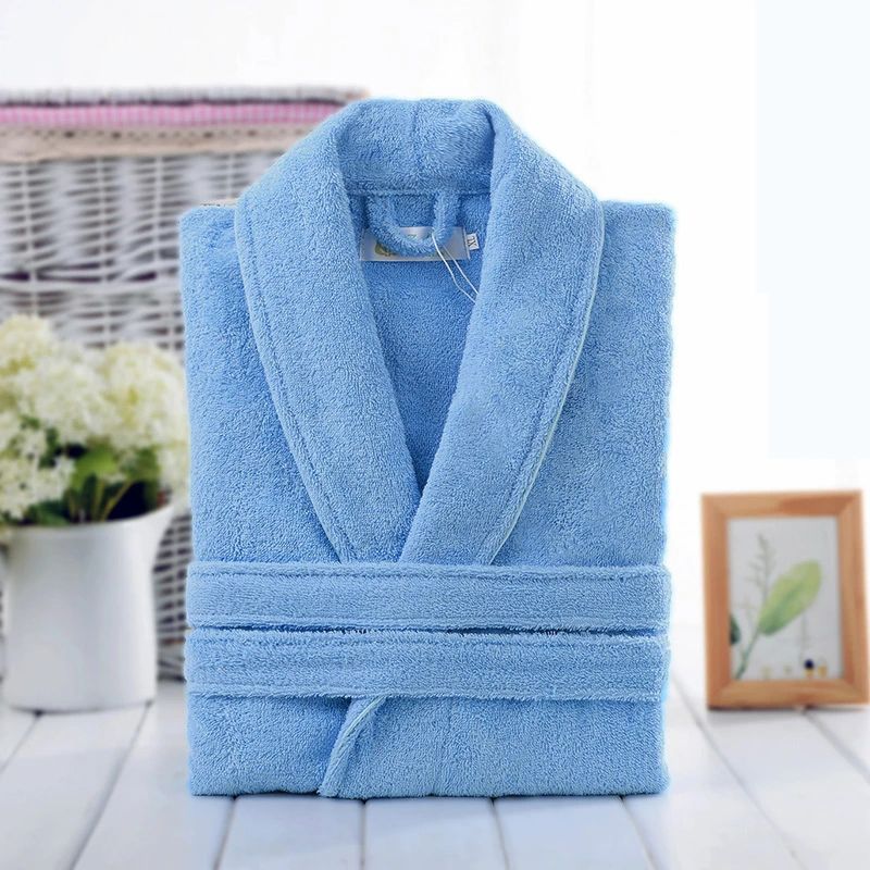 (White)100% Cotton Toweling Terry Robe Unisex Lovers Soft Bath Robe Men And Women Nightrobe Sleepwe