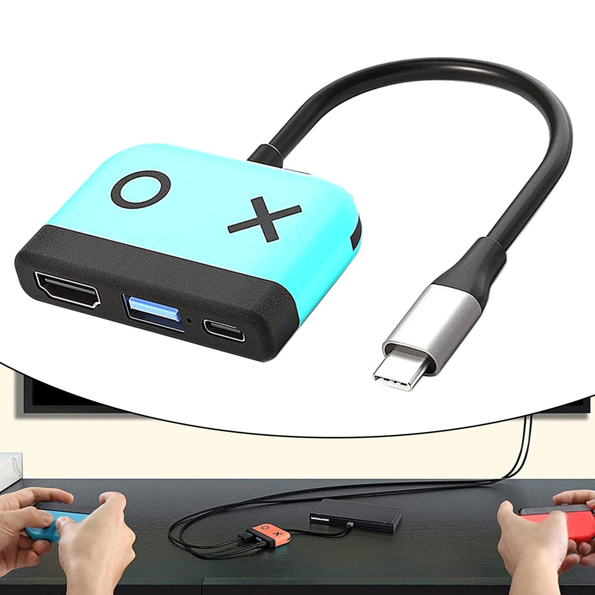 Type C To  Adapter 1080P Hub Adapter  Switch Blue