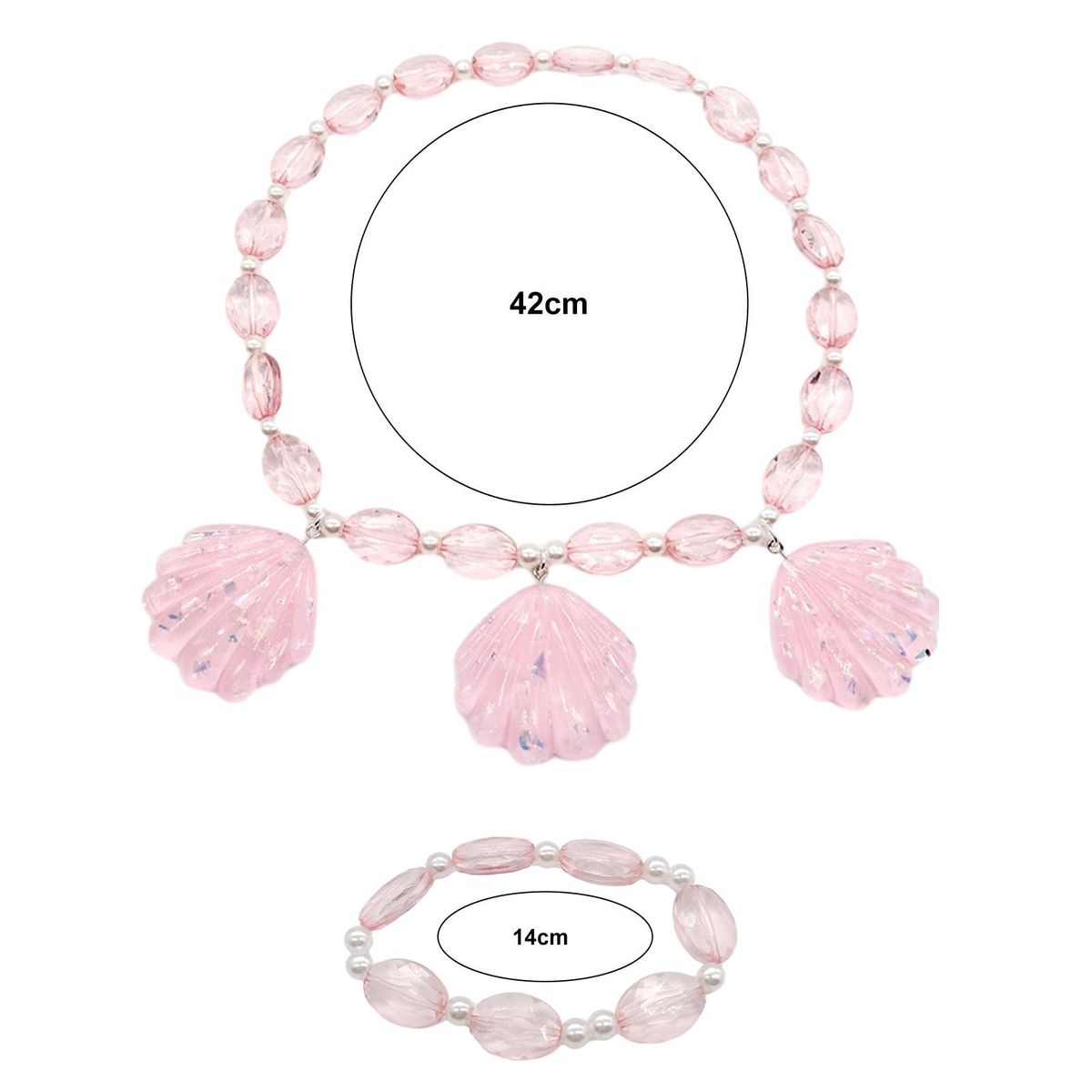 Lightweight Pink Necklace Enchanting Mermaid Jewelry Set Pink Seashell A