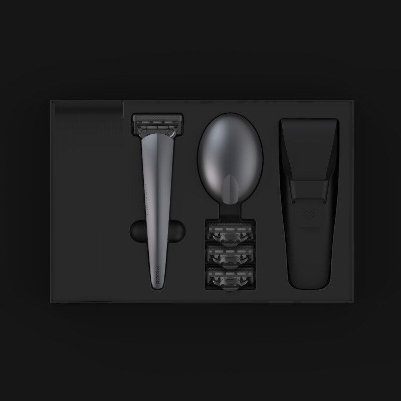 Multi-blade  Manual  Men's Portable 5-layer Blade Head Portable Mini  And  Holder-Gray Gift Box