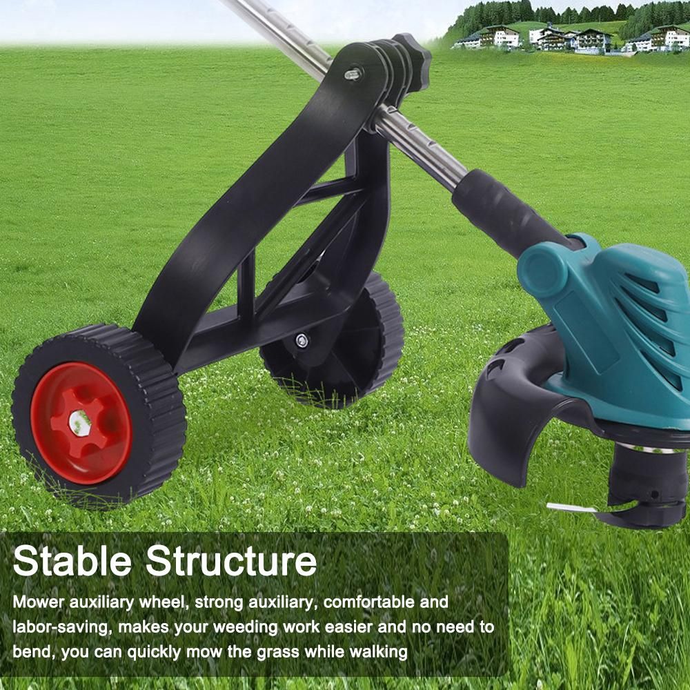 Universal String Trimmer Auxiliary Wheel Practical Cordless Grass Mowing Machine Accessory 25-28mm Adjustable Grass Cutter Support Wheel