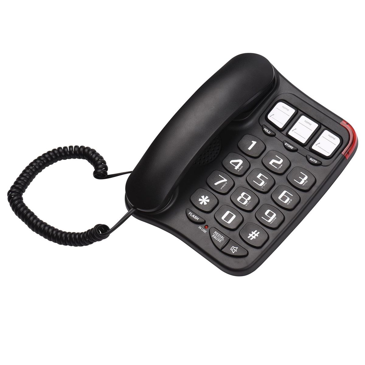 Black Corded Phone with Big Button Desk Landline Phone Wall Mountable Telephone Support Hands-Free/Redial/Flash/Speed Dial/Ring Volume Control for Elderly Seniors Home Office Business Hotel