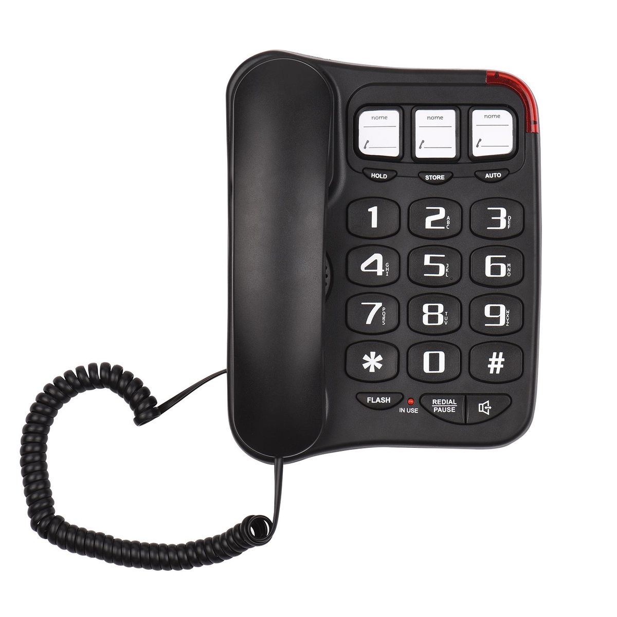Black Corded Phone with Big Button Desk Landline Phone Wall Mountable Telephone Support Hands-Free/Redial/Flash/Speed Dial/Ring Volume Control for Elderly Seniors Home Office Business Hotel