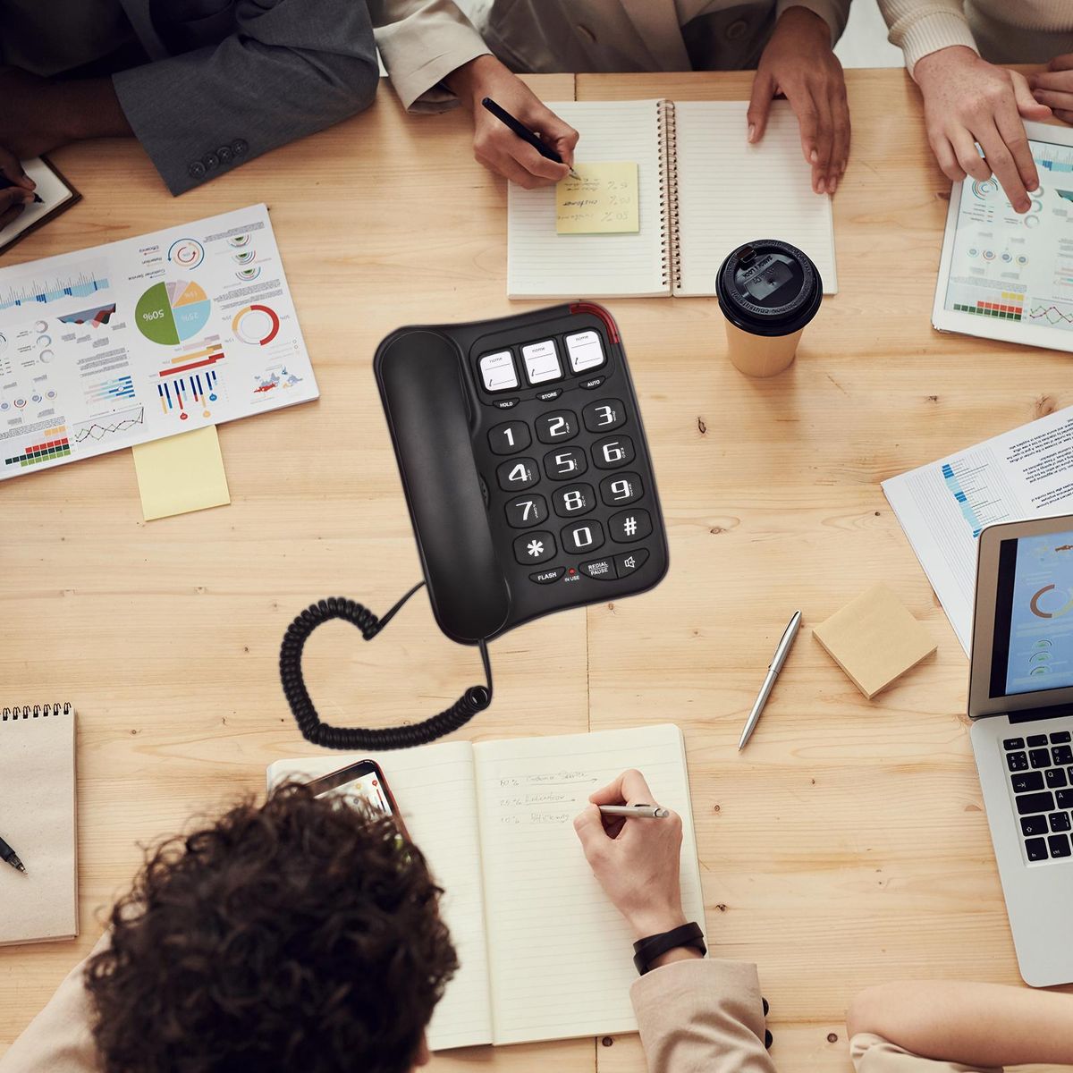 Black Corded Phone with Big Button Desk Landline Phone Wall Mountable Telephone Support Hands-Free/Redial/Flash/Speed Dial/Ring Volume Control for Elderly Seniors Home Office Business Hotel