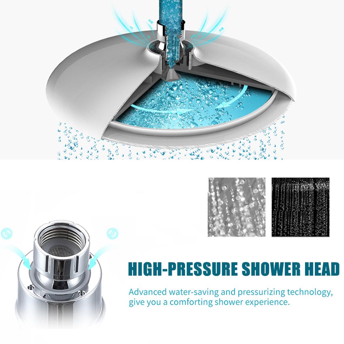 9 Inch Round Rain Showerhead G1/2 High Pressure Shower Head Bathroom Swivel Shower Head Ultra Thin Bath Rain Shower Head Replacement