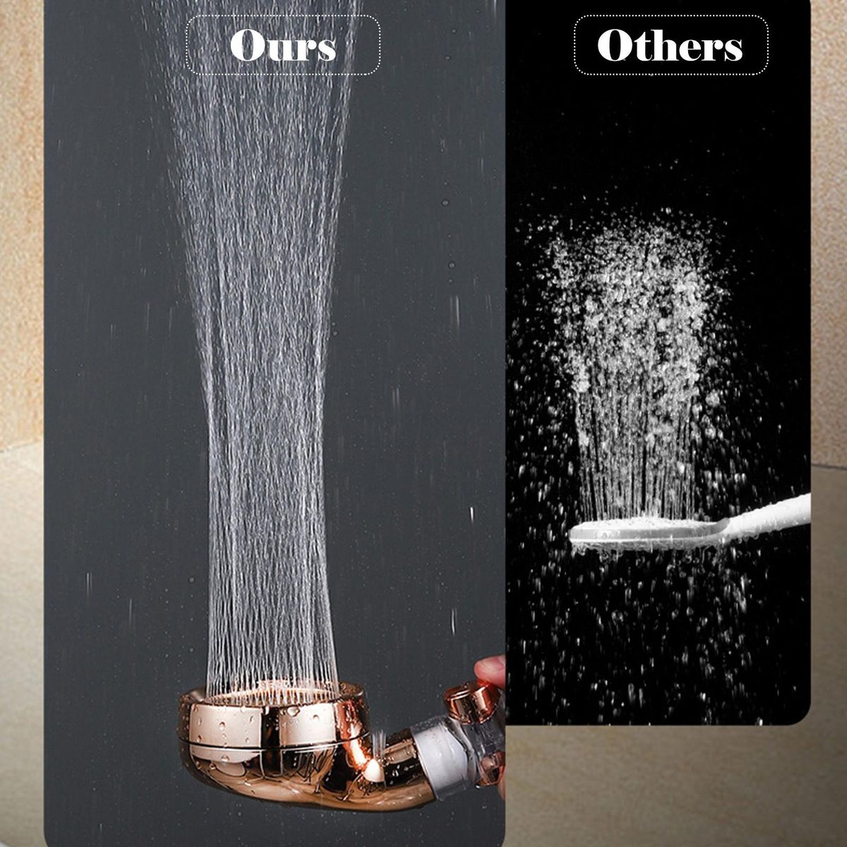 Handheld Shower Head with Turbo Fan ON/Off Pause Switch 3-Settings High Pressure Showerhead G1/2 Water Saving Bathroom Shower Head Bath Handheld Shower Head Replacement
