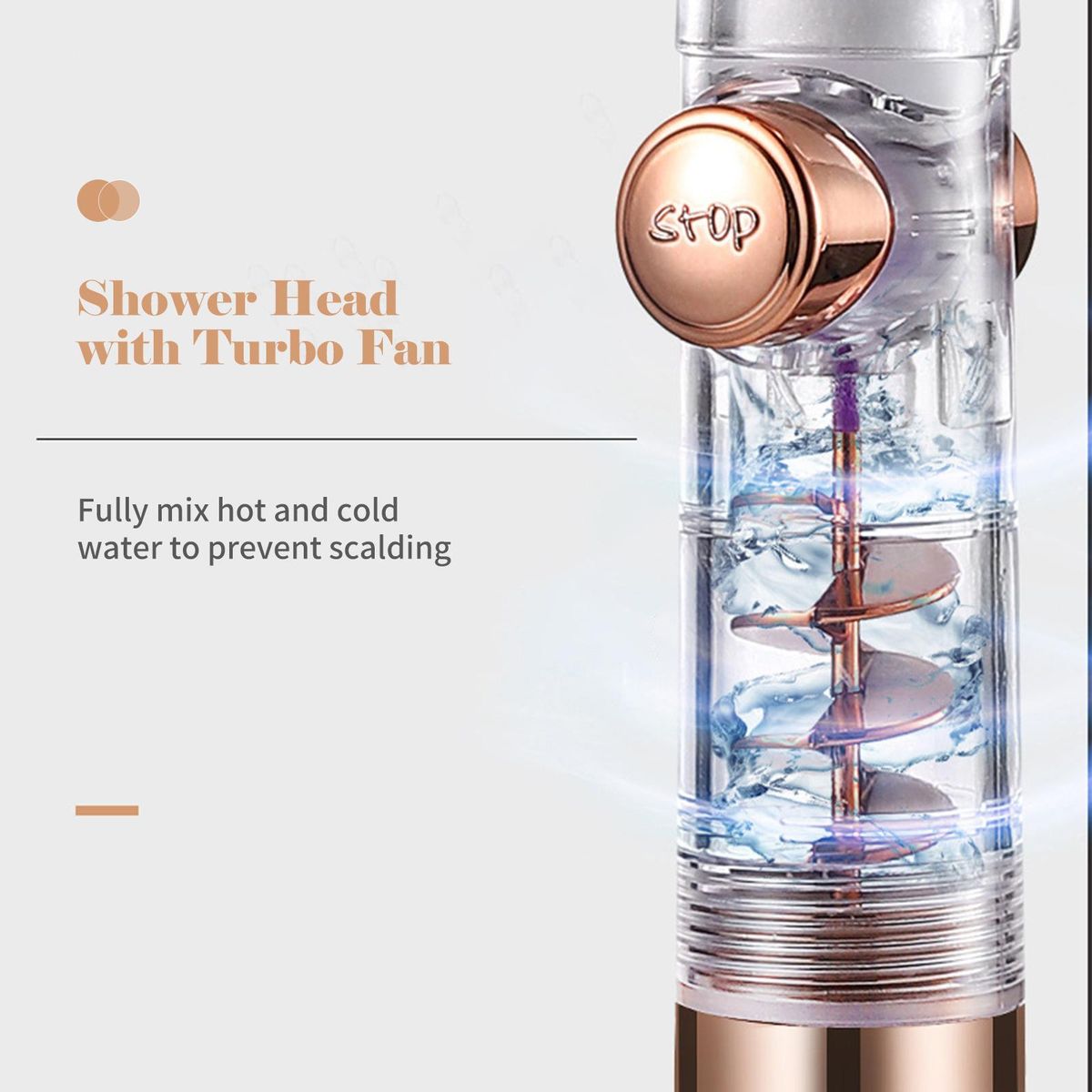 Handheld Shower Head with Turbo Fan ON/Off Pause Switch 3-Settings High Pressure Showerhead G1/2 Water Saving Bathroom Shower Head Bath Handheld Shower Head Replacement