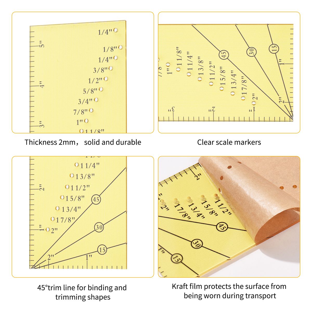 Seam Allowance Ruler And 2 Magnetic Seam Guide For Sewing