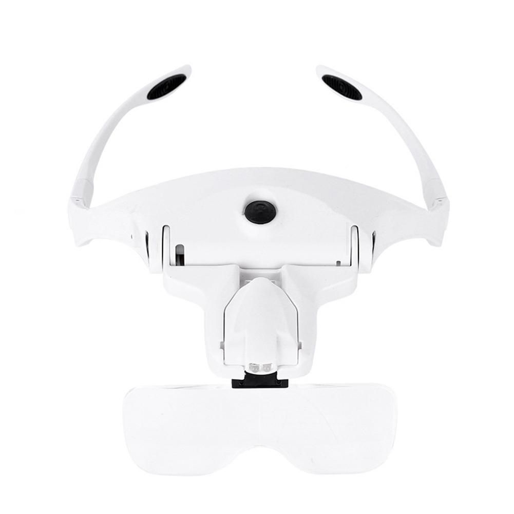 Embroidery 10X 15X 20X 25X 35X Adjustable 5 Lens Loupe LED Light Headband Magnifier with Lamp