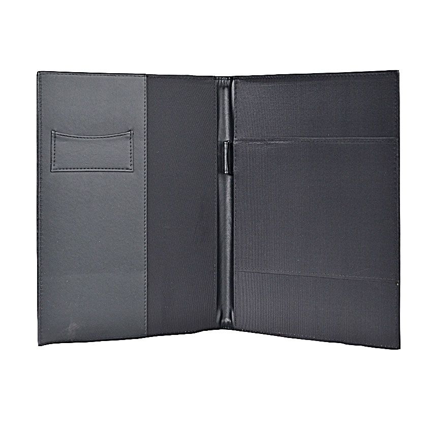 Brookville Simulated Glazed Leather Portfolio - Black