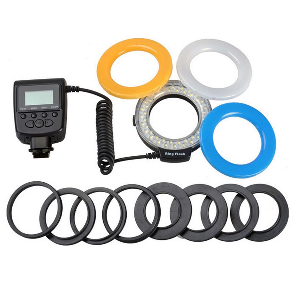 Macro LED Round Flash Bundle With 8 Adapter Rings Compatible