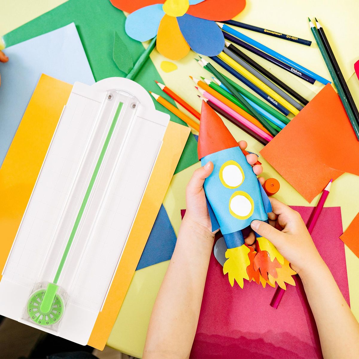 12in1 Mini Paper Trimmer Rotary Cutter A4 Cut Length 12 Different Shapes Desktop Paper Cutting Machine with Auxiliary rulers for Craft Paper Photos Cards Scrapbooking Office Home Supplies