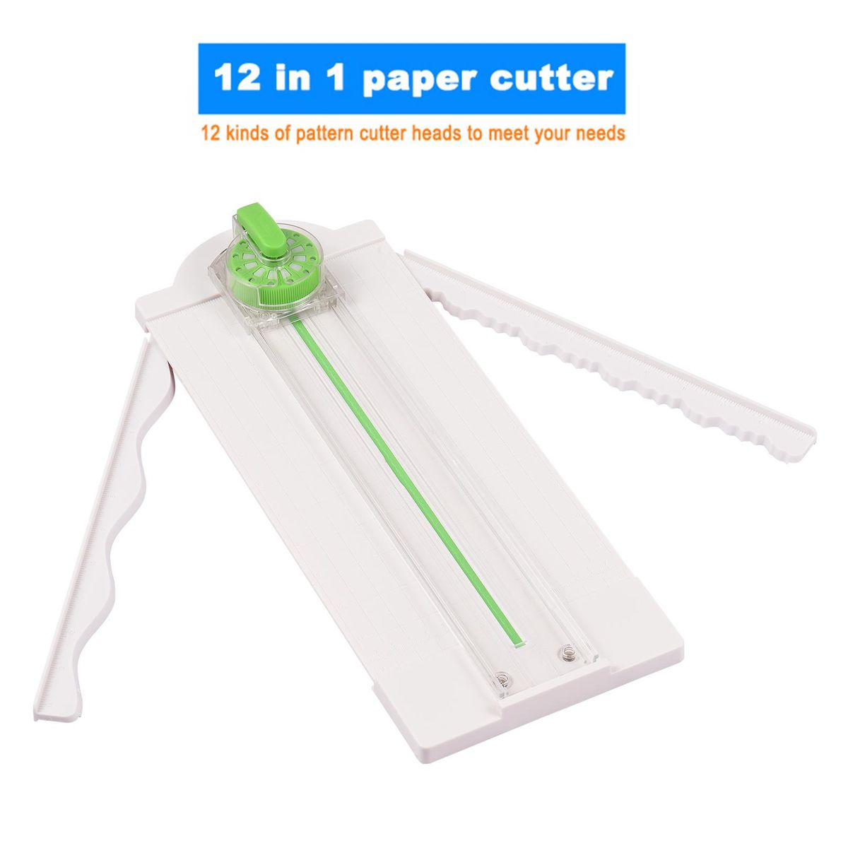 12in1 Mini Paper Trimmer Rotary Cutter A4 Cut Length 12 Different Shapes Desktop Paper Cutting Machine with Auxiliary rulers for Craft Paper Photos Cards Scrapbooking Office Home Supplies