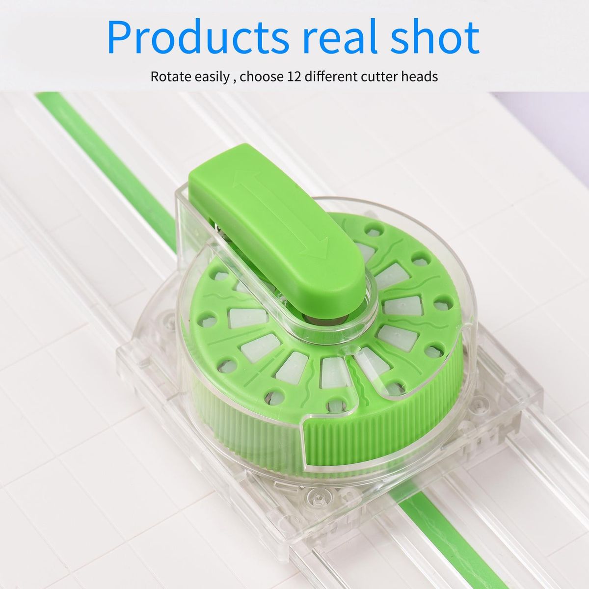12in1 Mini Paper Trimmer Rotary Cutter A4 Cut Length 12 Different Shapes Desktop Paper Cutting Machine with Auxiliary rulers for Craft Paper Photos Cards Scrapbooking Office Home Supplies