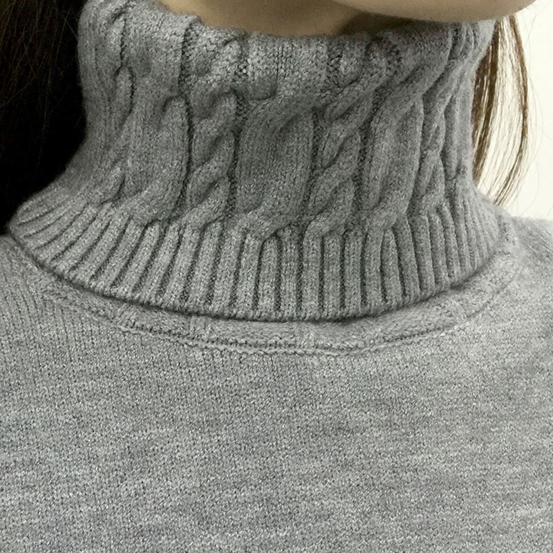 New Women Knitted Autumn Winter Sweater Women Long Sleeve Thick Turtleneck Sweaters Pullovers Female Jumper Tricot Tops(#White)