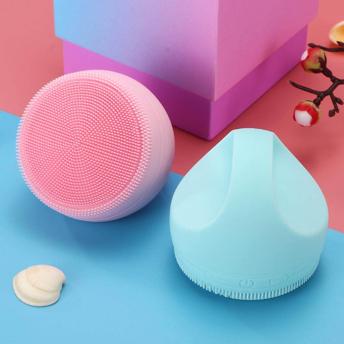 Upgraded Electric Facial Brush Cleaner Face Warm Cleansing Skin Massage Scrubber Pink