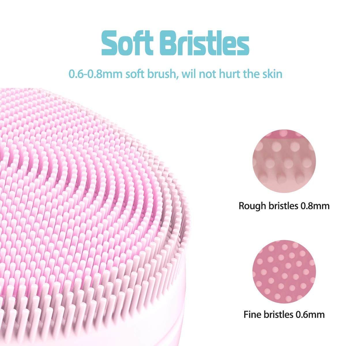 Upgraded Electric Facial Brush Cleaner Face Warm Cleansing Skin Massage Scrubber Pink