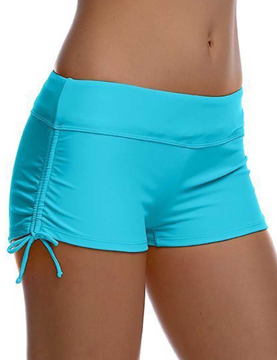 Women's Swim Brief Mini Short Swimwear With Adjustable Ties X-Small Blue