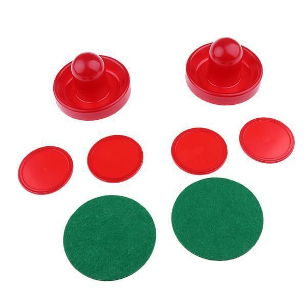 2x Set Of 2 Air Hockey Pushers And 4 Red Pucks (3 Sizes) -