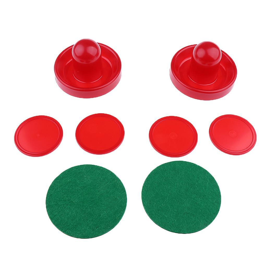 2x Set Of 2 Air Hockey Pushers And 4 Red Pucks (3 Sizes) -