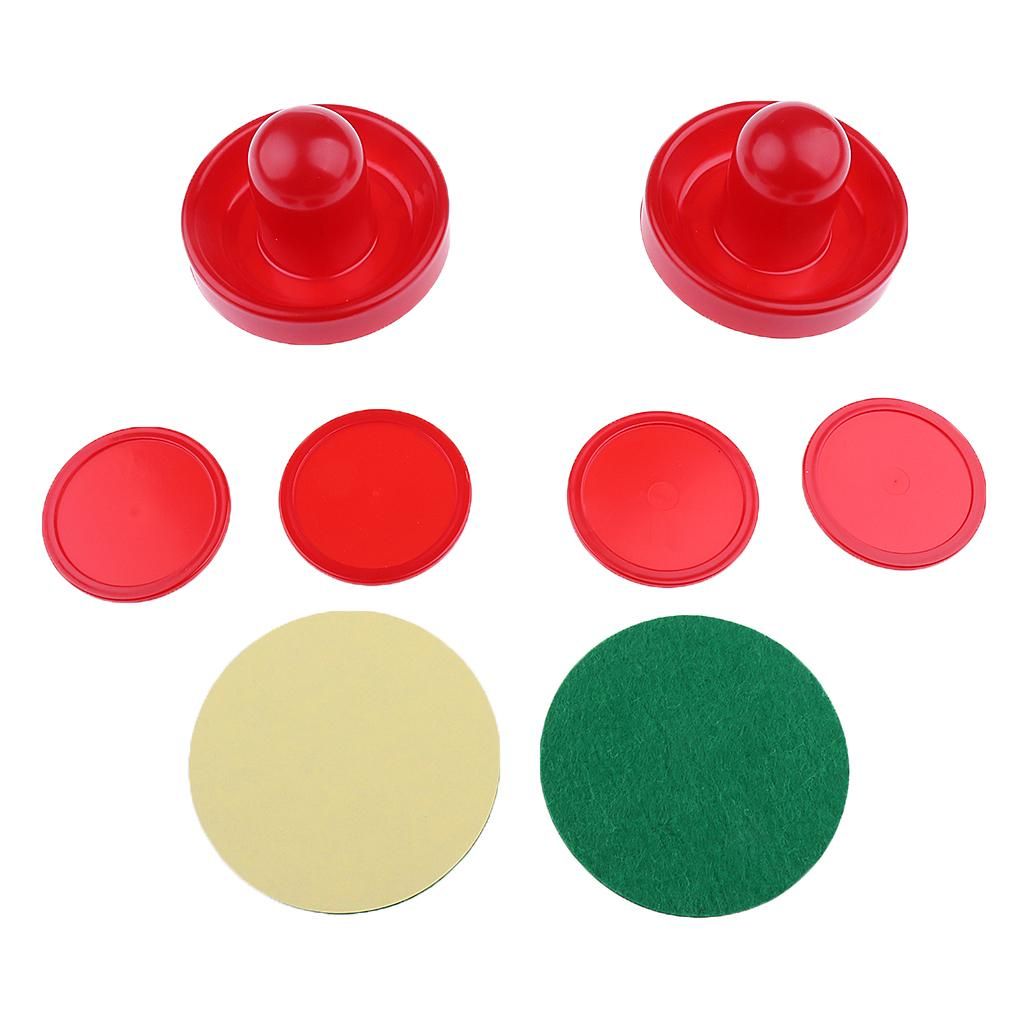 2x Set Of 2 Air Hockey Pushers And 4 Red Pucks (3 Sizes) -